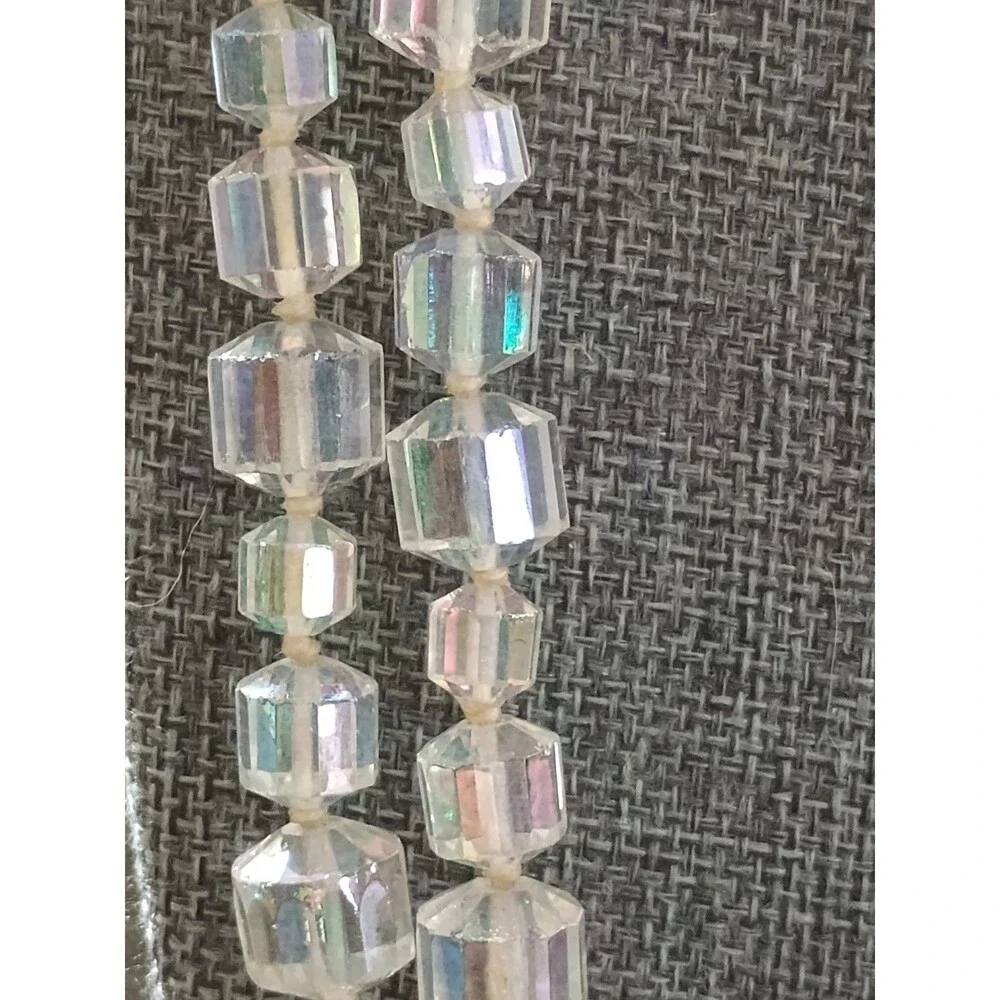 Art Deco Clear AB Crystal Long Heavy Vintage Necklace - Picture 5 of 7